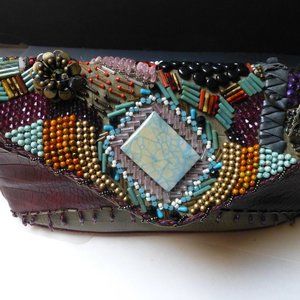 Mary Frances leather designer beaded stone embellished bag